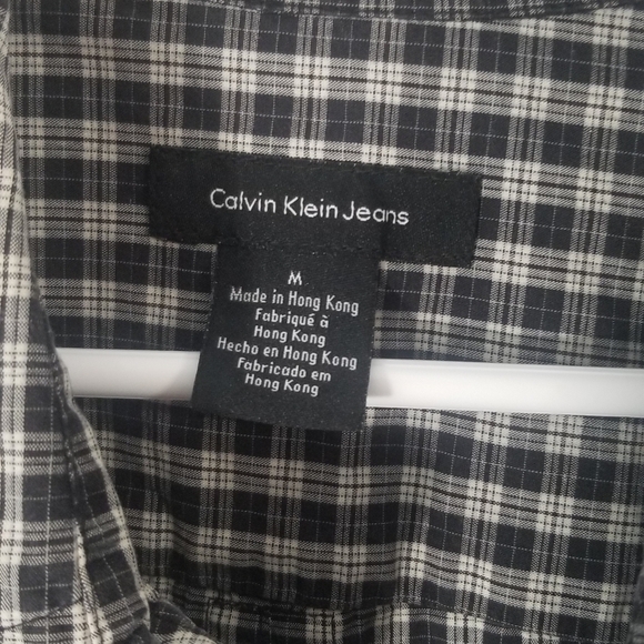 Calvin Klein Jeans Short Sleeve Collared Polo. Black & White Checkered Size M. - Picture 4 of 6